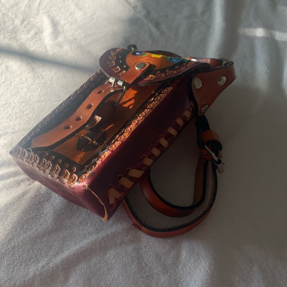 Mexican leather crossbody purse/ small camera case